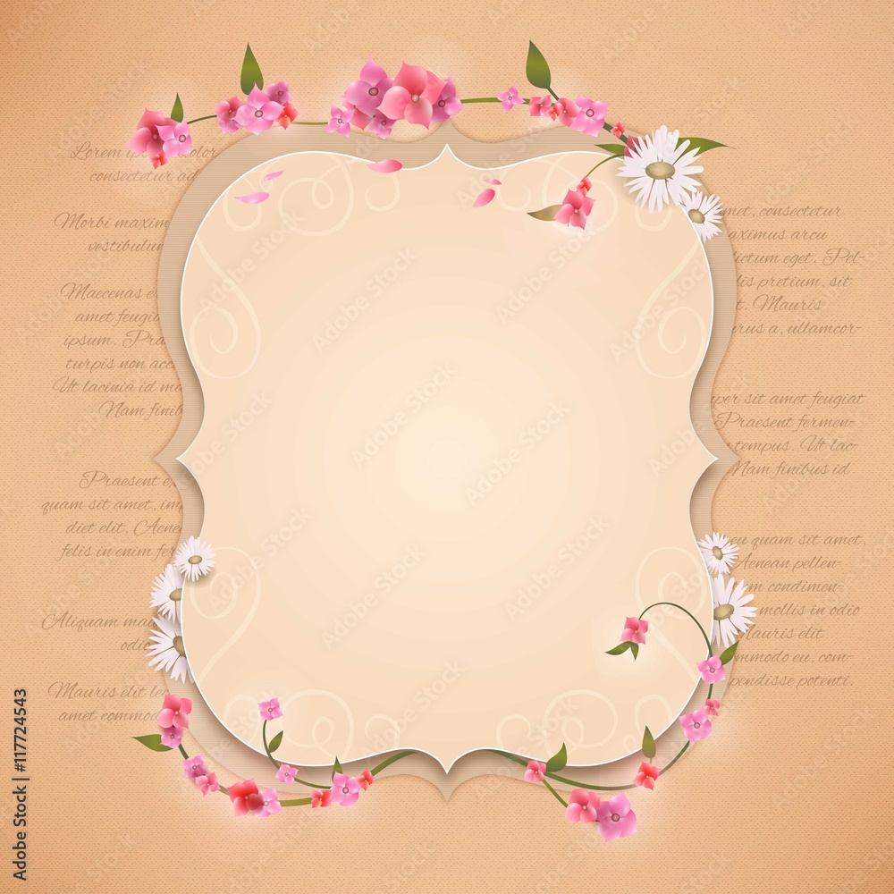 Retro frame with flowers