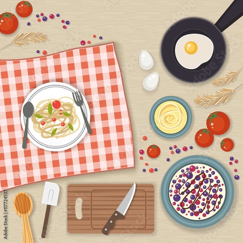 Kitchen elements and food