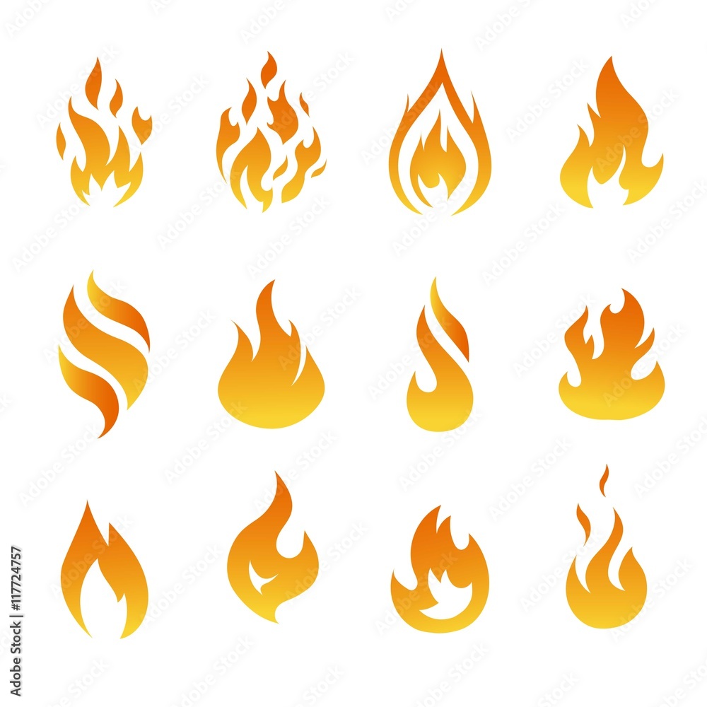 Variety of fire flames Variety of fire flames