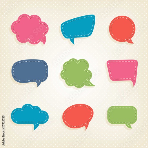 Colorful speech bubbles in cut-out style