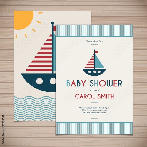 Baby shower card in nautical style