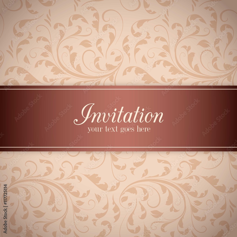 Invitation label on ornamental pattern
