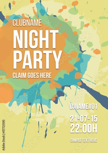 Party poster with paint splashes