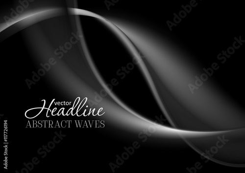 Dark abstract monochrome smooth waves background