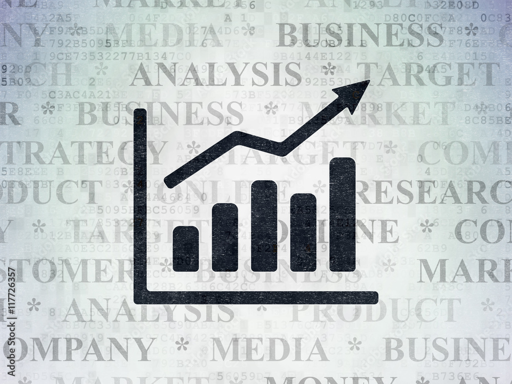 Fototapeta premium Marketing concept: Growth Graph on Digital Data Paper background