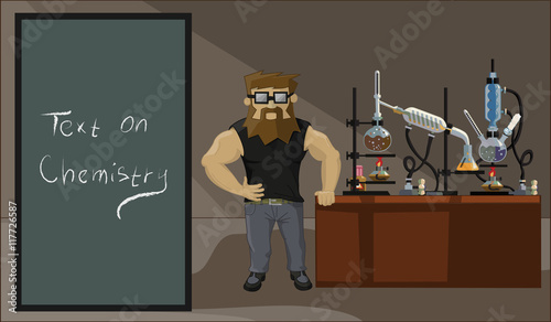 a bearded man on the background of the laboratory