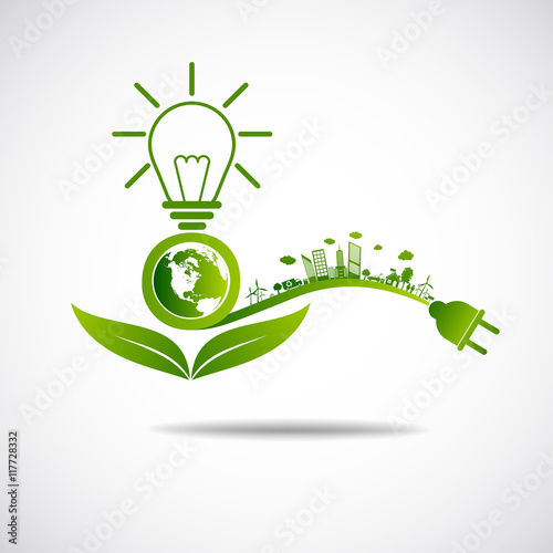 Ecology green city save earth concept