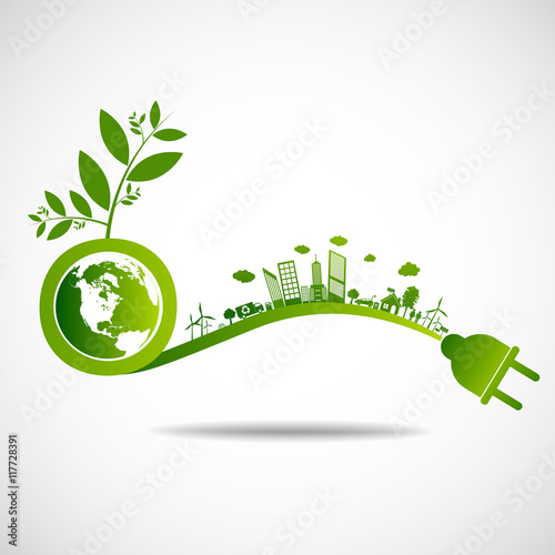 Ecology green city save earth concept