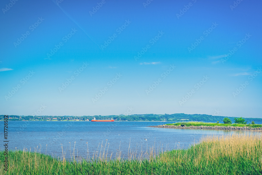 Sea landscape with a ship Sea landscape with a ship
