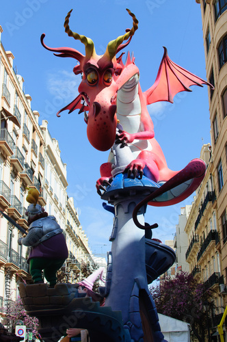 VALENCIA - MARCH 19, 2016: sculpture of a dragon during the holi photo