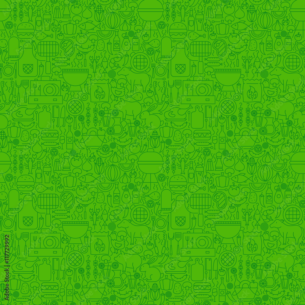 Obraz premium Green Line Grill Seamless Pattern