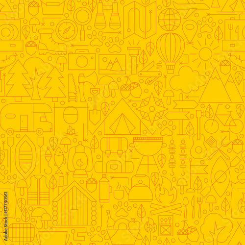 Line Yellow Camp Seamless Pattern