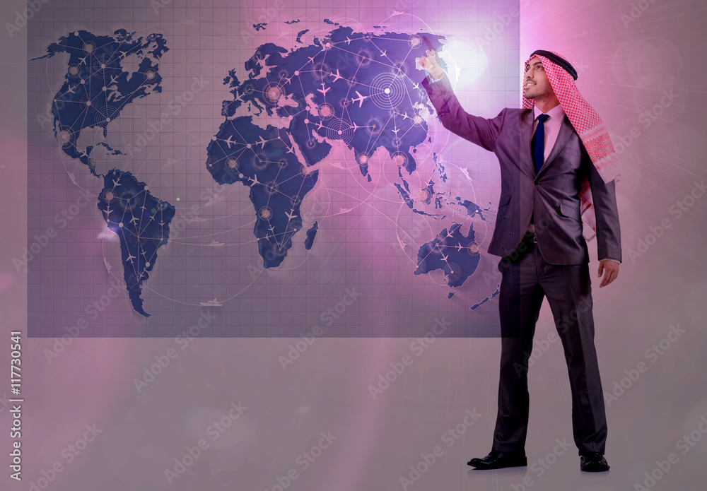 Arab businessman in air travel concept Arab businessman in air travel concept