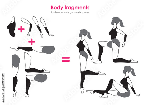 Fragments of body for demonstrating gymnastic poses