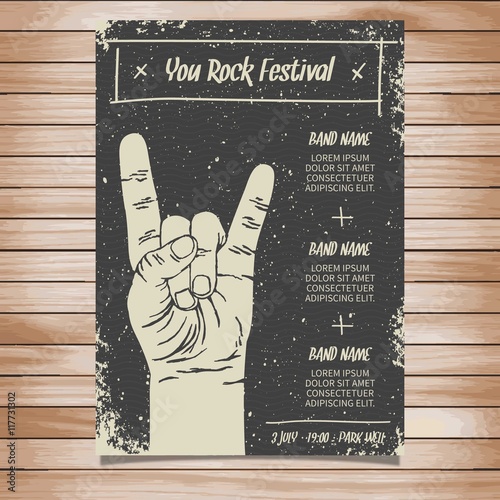 Rock festival poster in grungy style