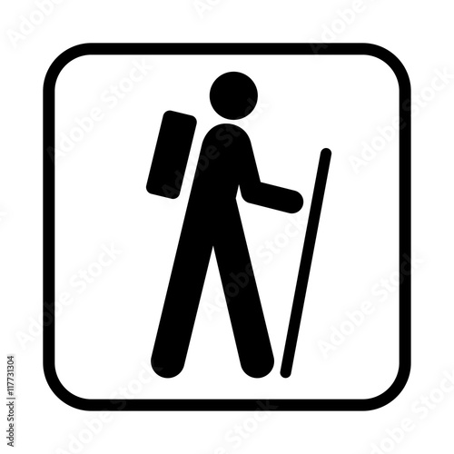 Hiking icon. Flat vector illustration isolated on white background.