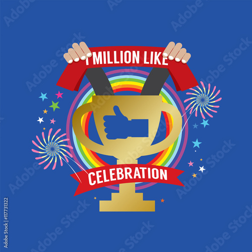One Million Likes Celebration Vector Illustration