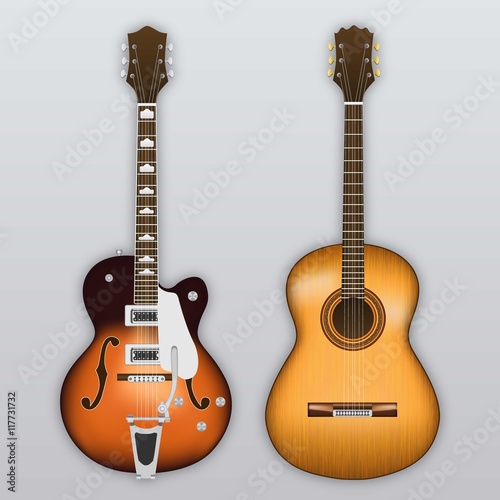 Electric and acoustic guitars