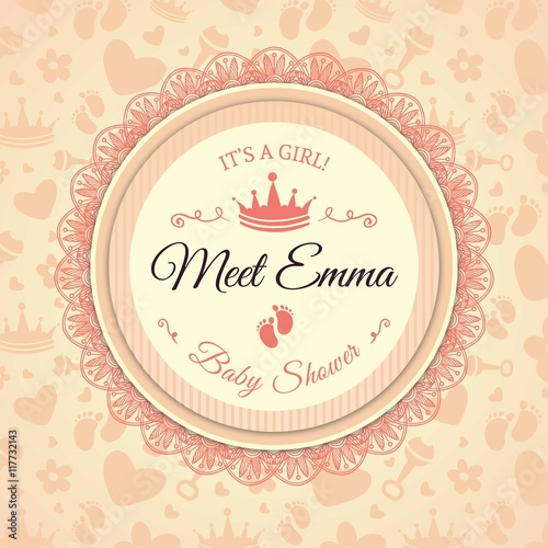 Retro baby shower label