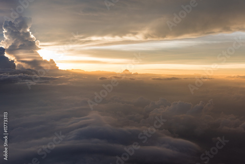 Many cloud in Flying above sunrise