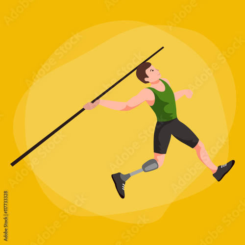 disabled athlete with prosthesis isolated concept, sport for people with prosthesis, physical activity and competition for invalid