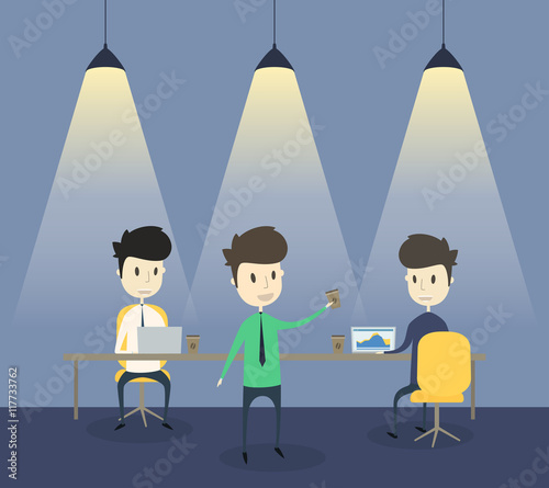 Man sharing the coffee with coworkers