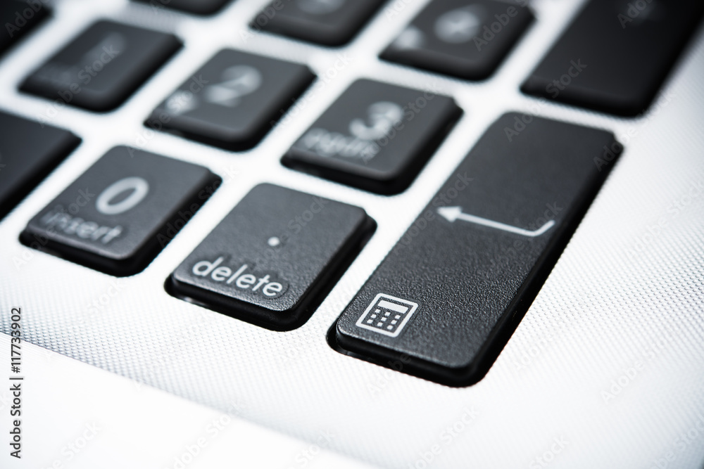 New laptop computer keyboard with black keys New laptop computer keyboard with black keys