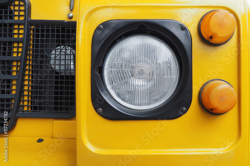 yellow retro car headlight