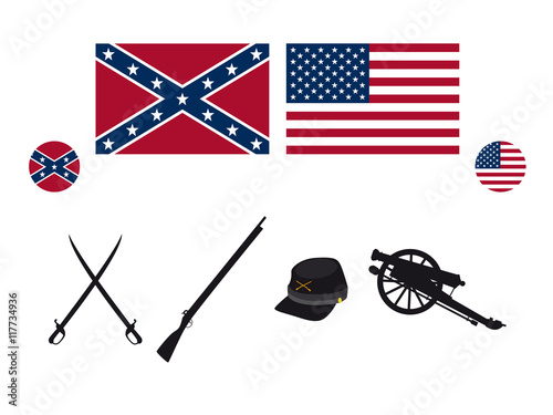 Fototapeta Civil War USA attributes vector