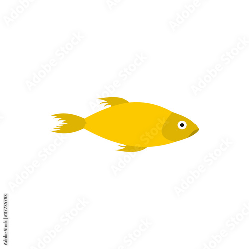 Yellow fish icon in flat style on a white background