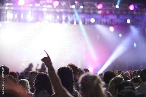 Rear View Of Audience Enjoying Music Festival