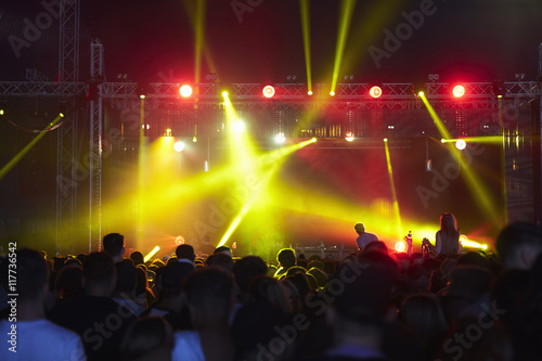 Rear View Of Audience Enjoying Music Festival