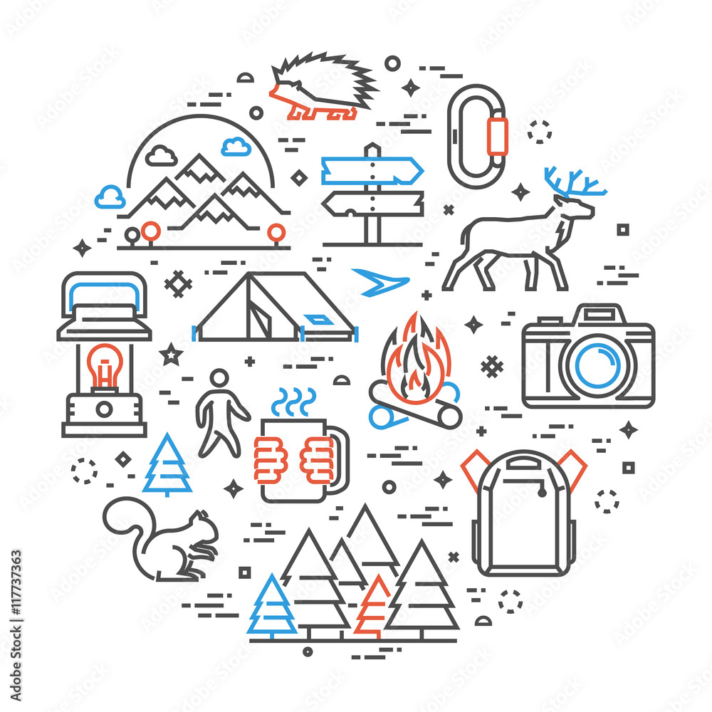 Vector line design concept for hiking