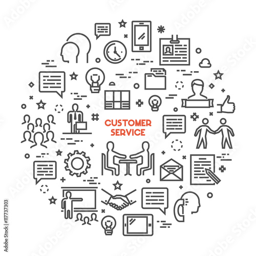 Vector line concept customer service