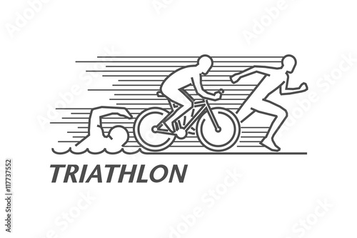Vector black line logo triathlon.