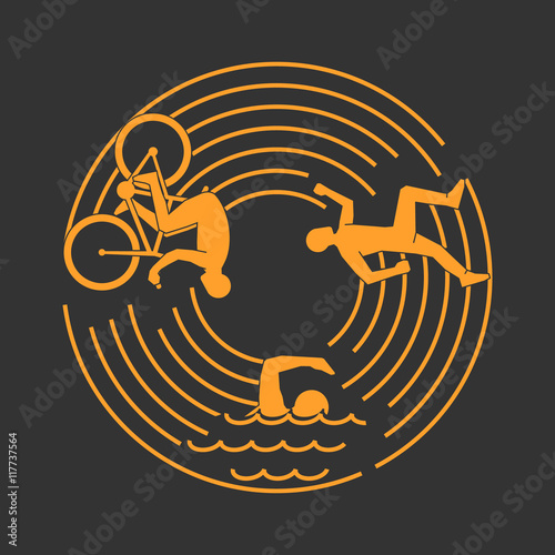 Vector gold design concept for triathlon