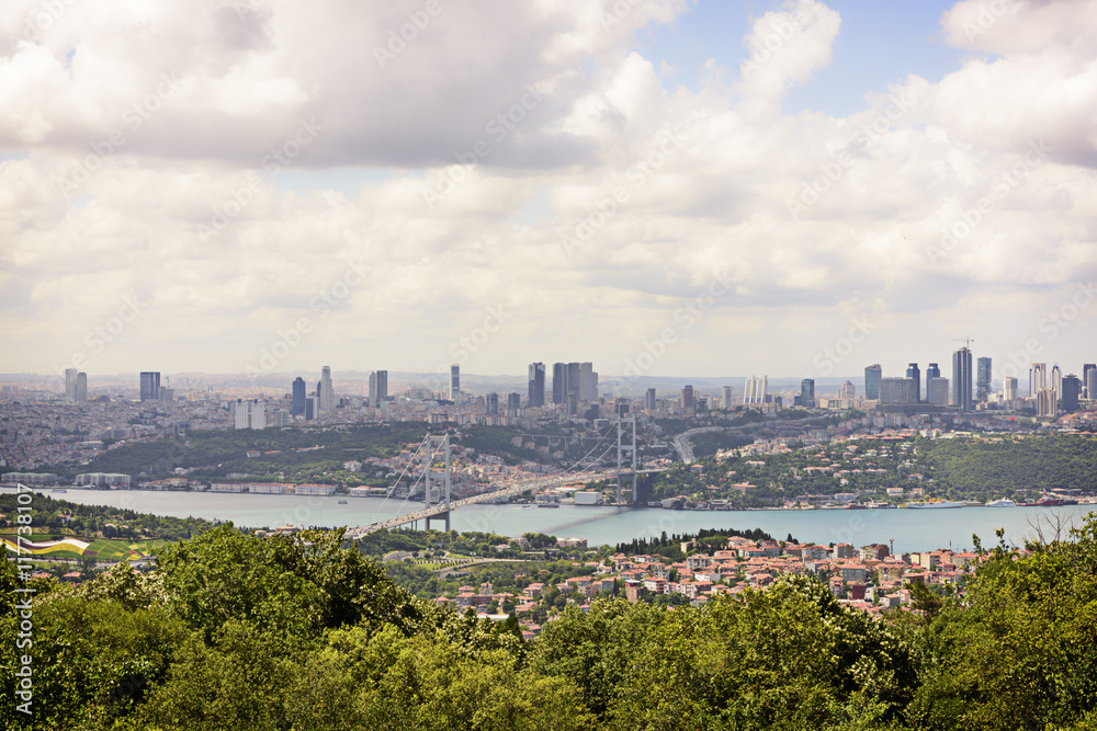 aerial view of the Istanbul bosphorus and bridge