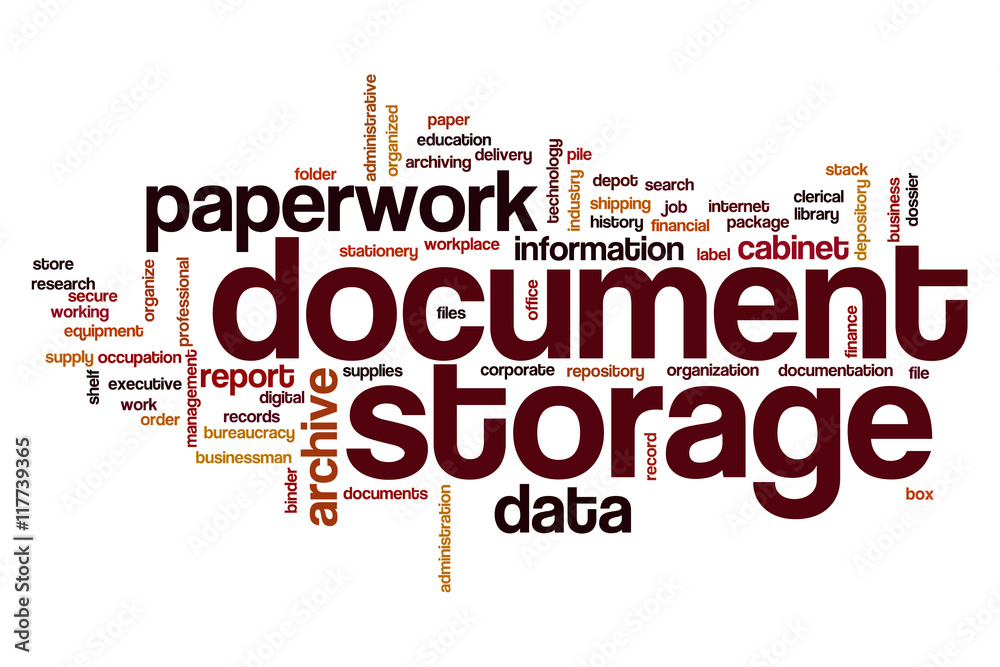 Document storage word cloud concept Document storage word cloud concept