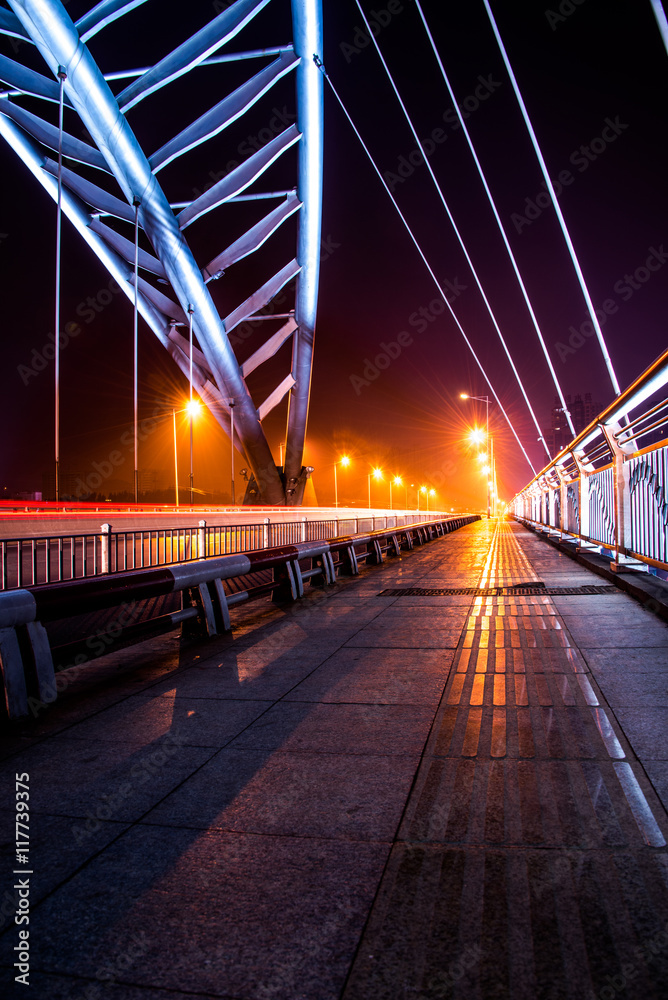 Obraz premium view of sidewalk on Tianjin Dagu bridge,china.