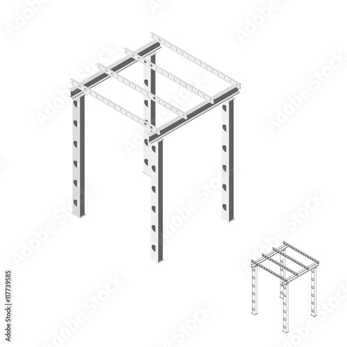 3d construction from metal beam. 3d isometric style.Vector illus