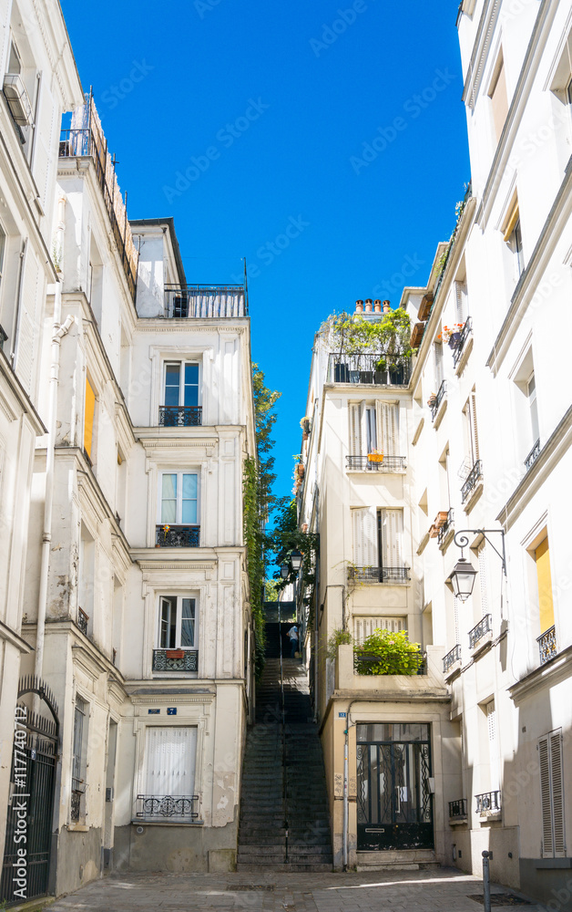 PARIS, FRANCE - August 7 : beautiful Street view of  Montmartre
