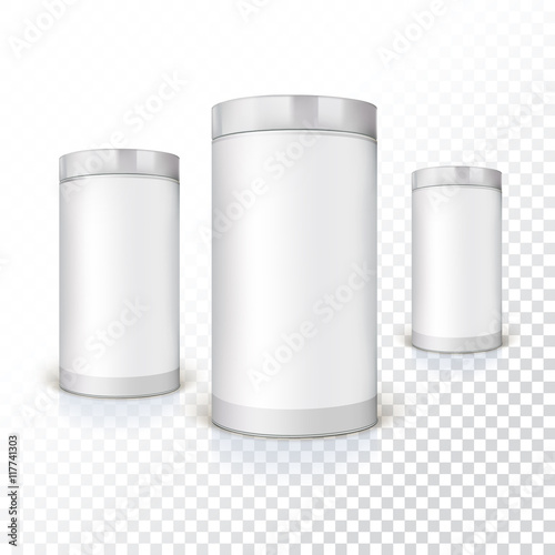 Set of round tins, packaging