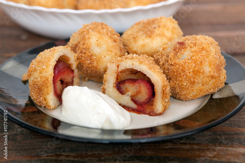 Homemade sweet plum dumplings