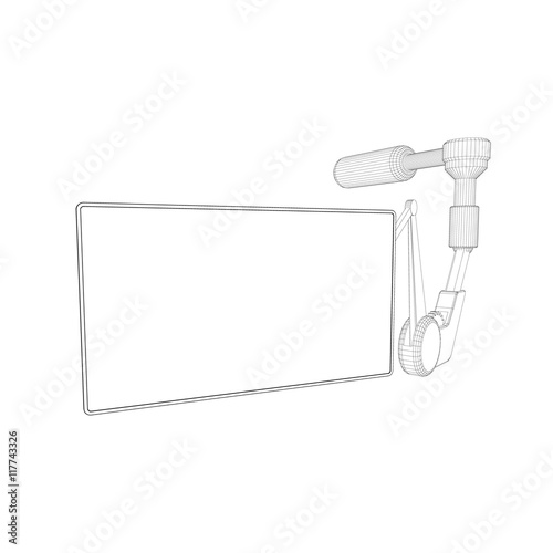 Robotic arm monitor. Vector...