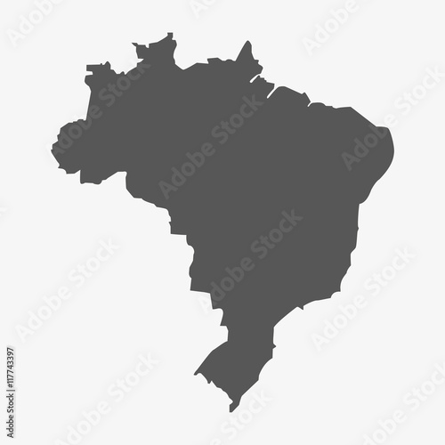 Brazil map in gray on a white background photo