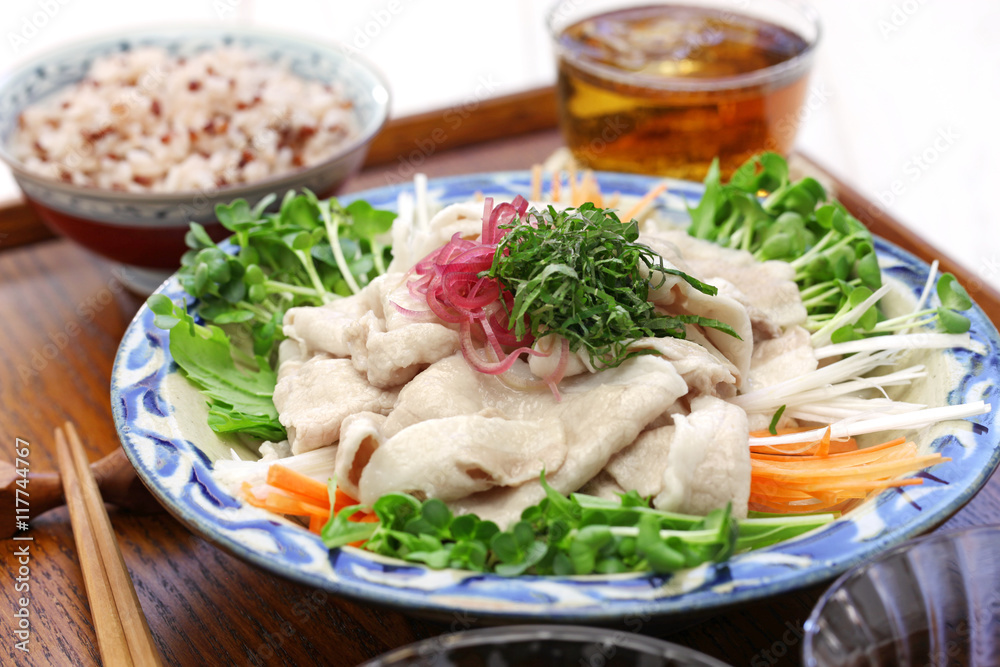 rei shabu, cold pork salad, japanese summer cuisine rei shabu, cold pork salad, japanese summer cuisine