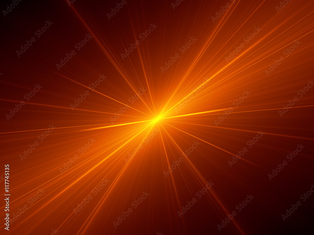 Orange glowing star in space