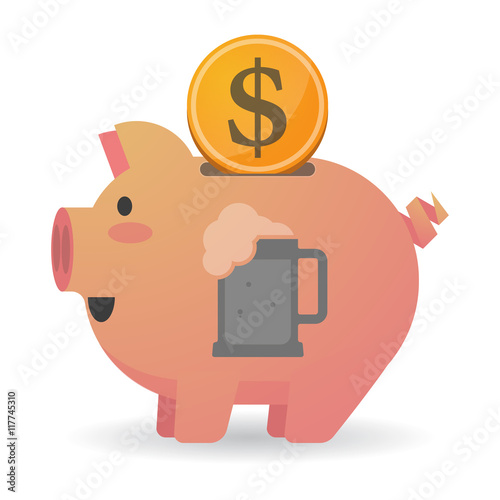 Isolated  piggy bank icin with  a beer jar icon photo