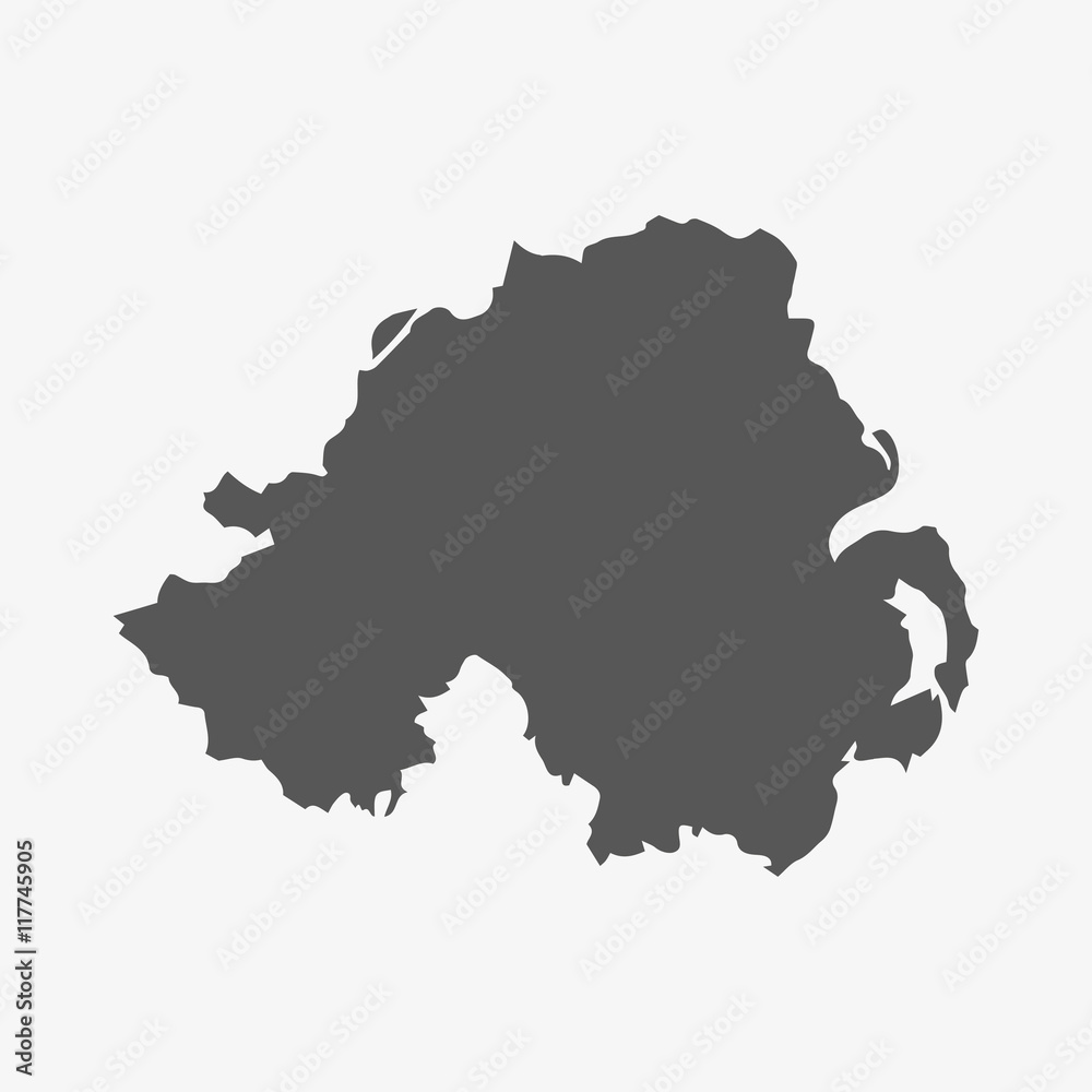 Obraz premium Northern Ireland map in gray on a white background