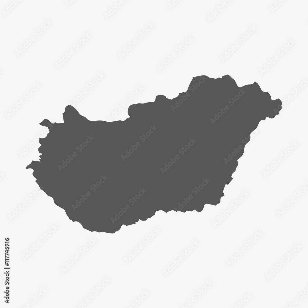 Hungary map in gray on a white background